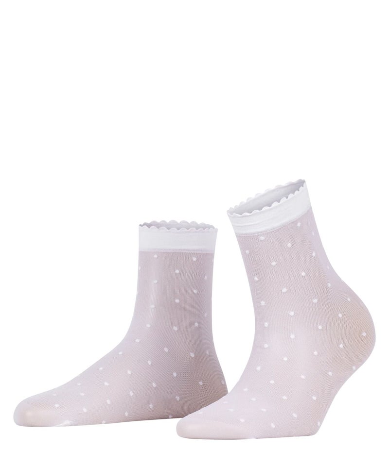 FALKE Women's Dot 15 Denier Dress Socks, Mid Calf, Patterned, Dressy or Casual, Fine Sheer Transparent, Nylon, White (White 2209), 8-10.5, 1 Pair - Image 1